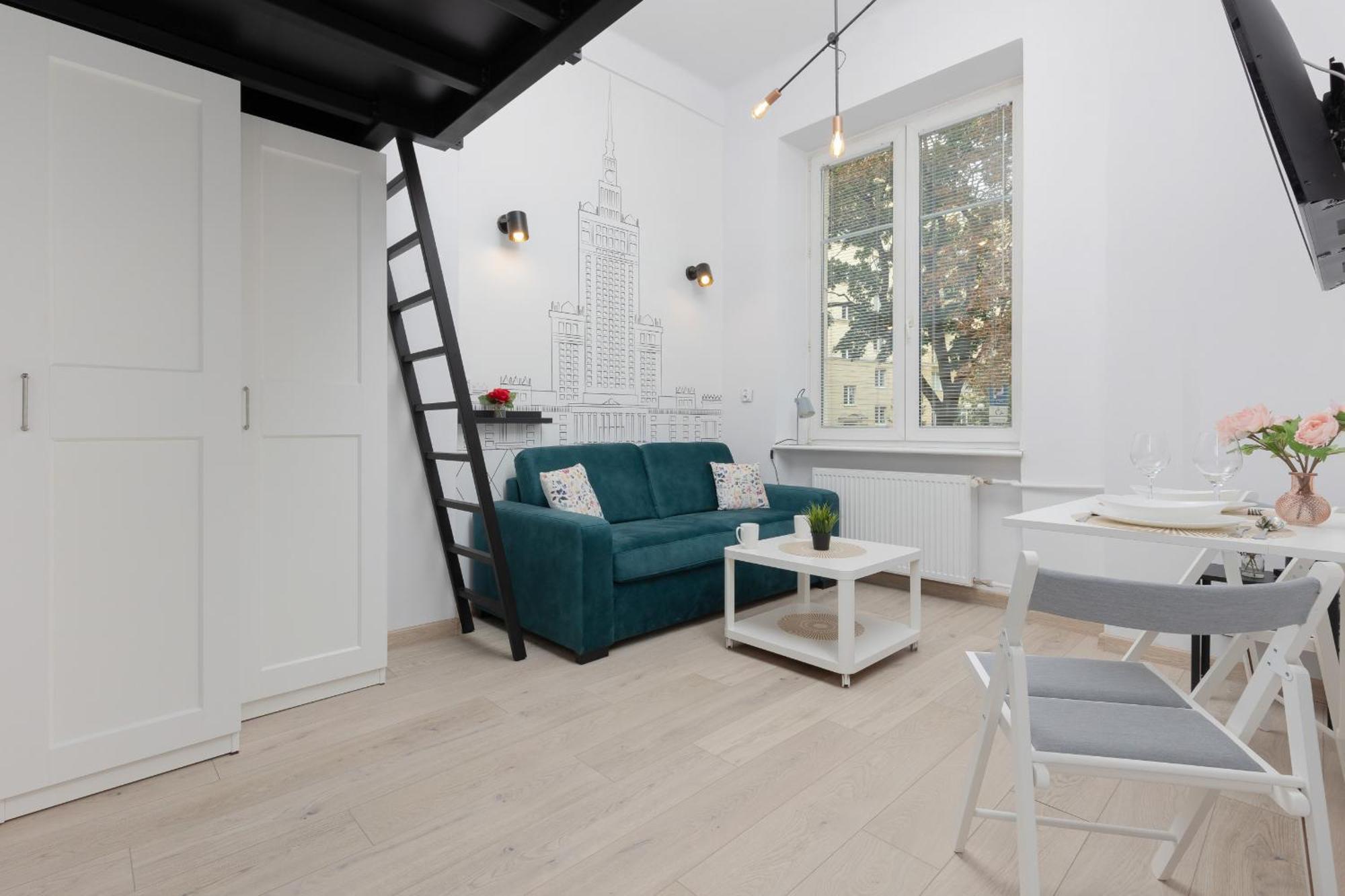 Aleja Wyzwolenia Studio with Mezzanine Warsaw Downtown by Noclegi Renters Bagian luar foto